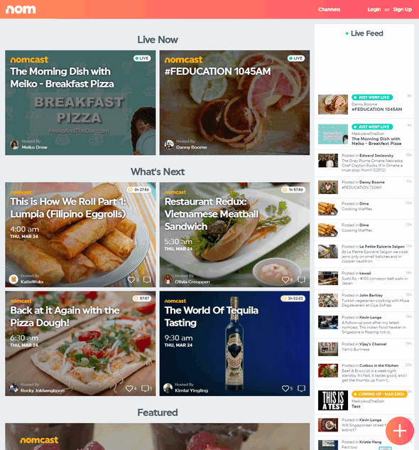Nom.com：YouTube 创始人陈士骏做的美食直播网站