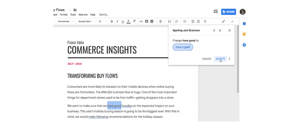 谷歌推“语法建议”功能：帮用户发现语法错误