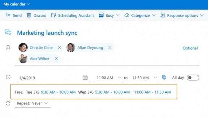 Outlook网页版新功能：更轻松地安排会议