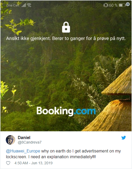 华为为推送锁屏广告致歉