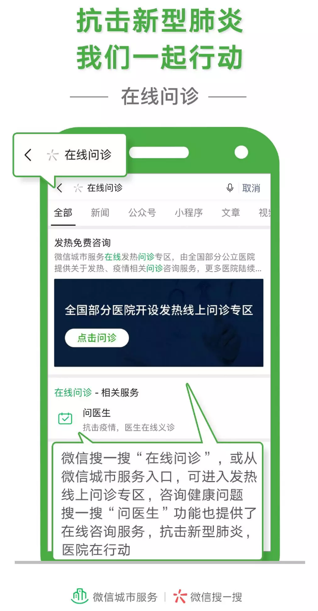 微信推在线问诊、查询发热门诊等服务