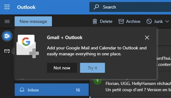 在Outlook.com上体验Gmail和Google Drive