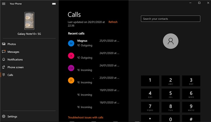 微软“你的手机”应用接打电话功能正式发布