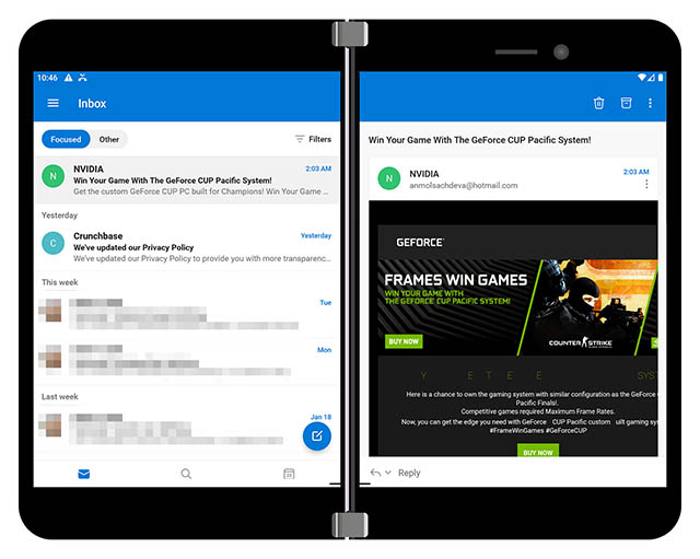 在Surface Duo的两个屏幕上使用单个应用程序