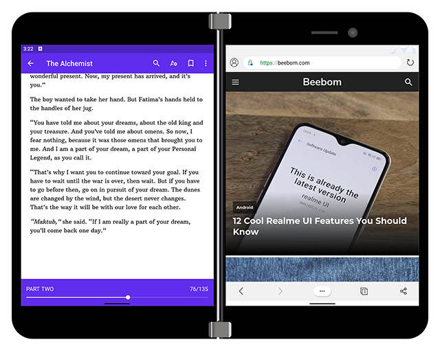 在Surface Duo中并排使用两个应用程序