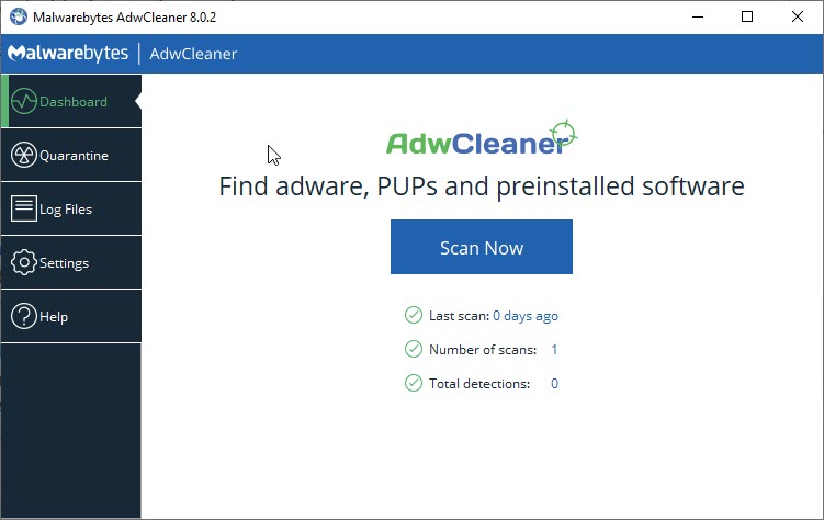 AdwCleaner 8.0.2扫描Windows主机文件以查找广告软件添加的整体