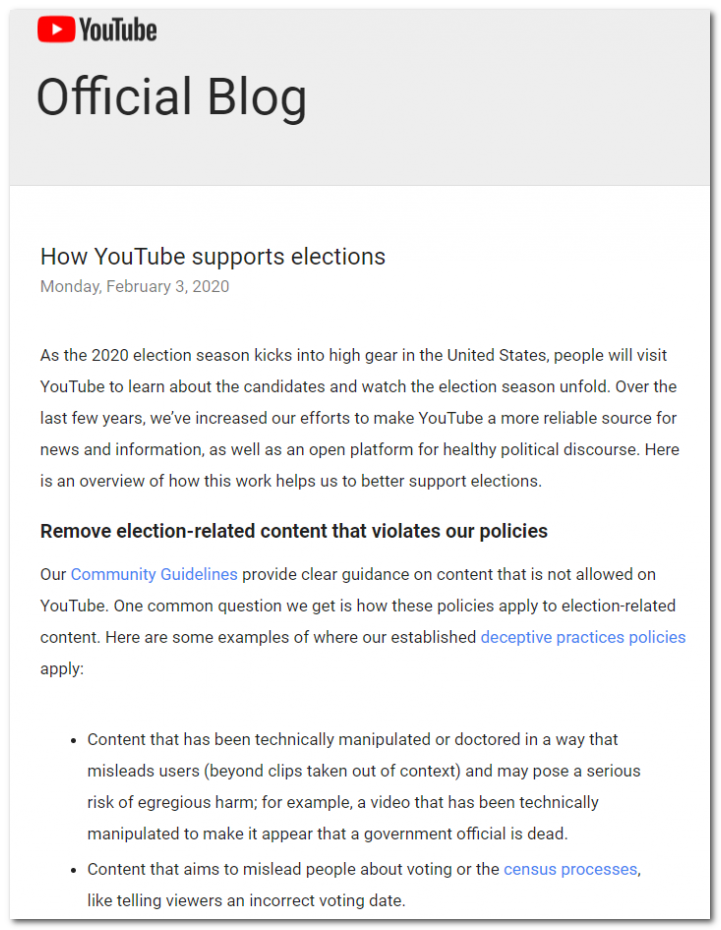 YouTube加强打假：应对美大选