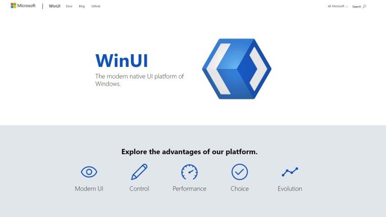 微软启用新网站推荐WinUI框架