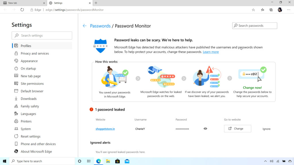 Microsoft Edge中的新密码监控器功能可保护您的在线帐户免受黑客攻击1