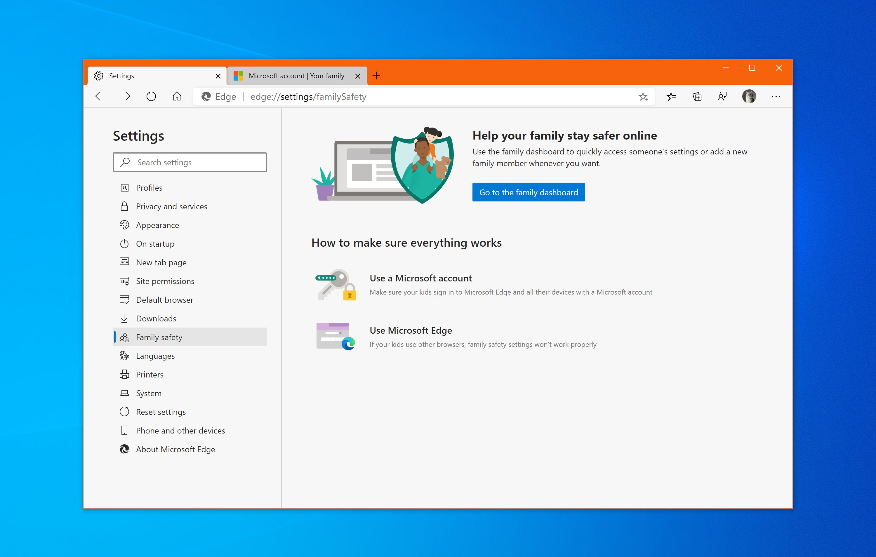 Edge浏览器“家庭安全/Family Safety”的更多细节