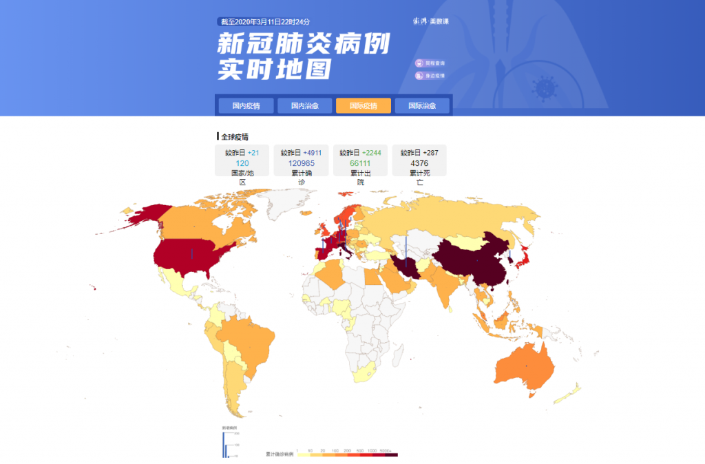澎湃新闻推出新冠肺炎全球疫情实时地图