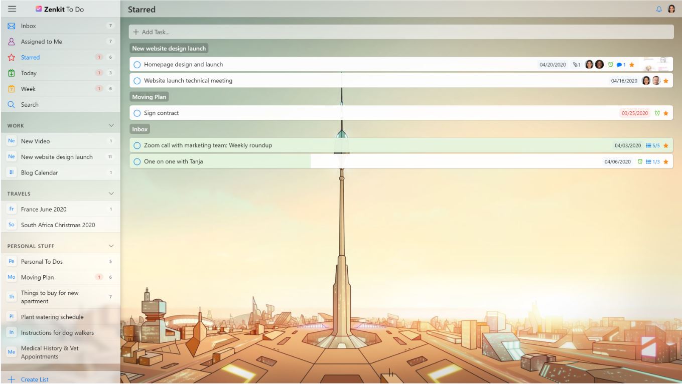 Zenkit To Do试图填补Wunderlist 1留下的空白