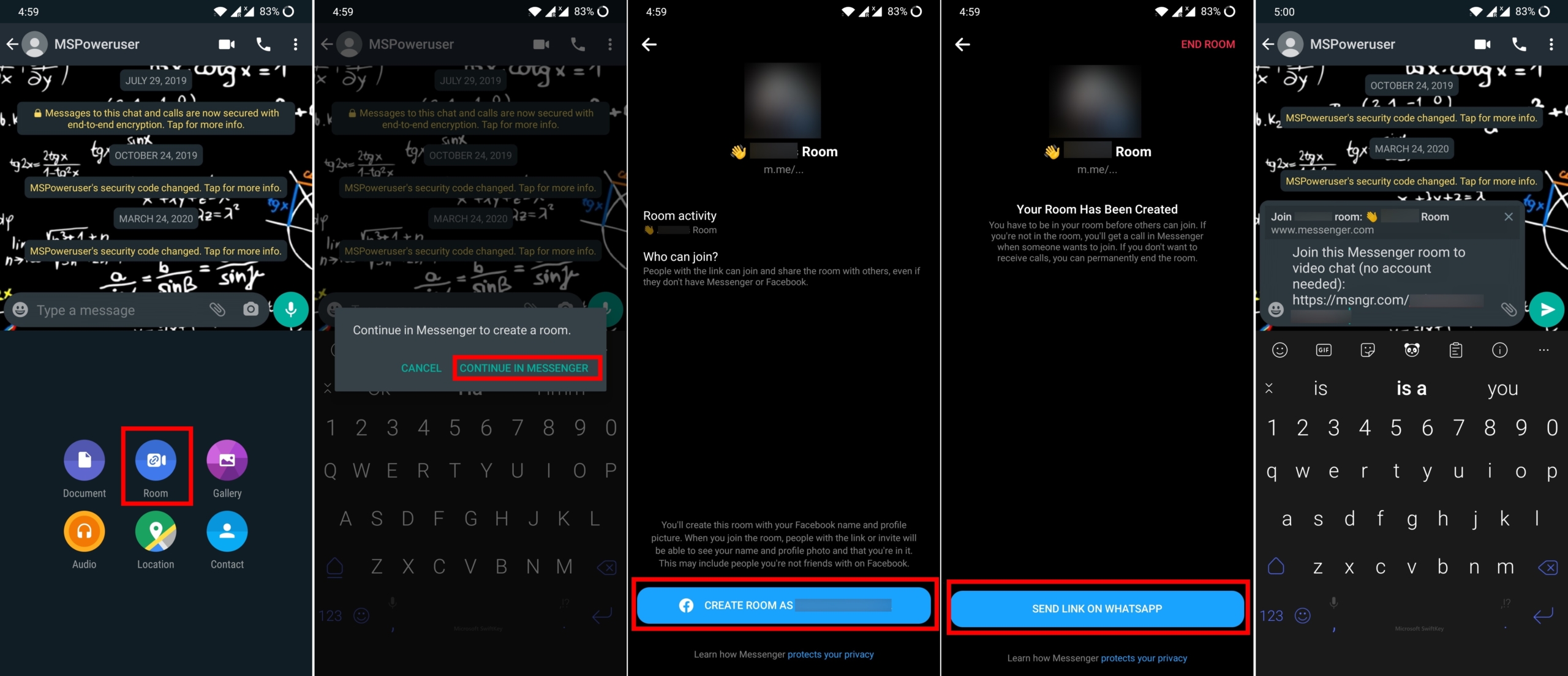 适用于Android的WhatsApp Beta在最新更新中获得Messenger Rooms集成1