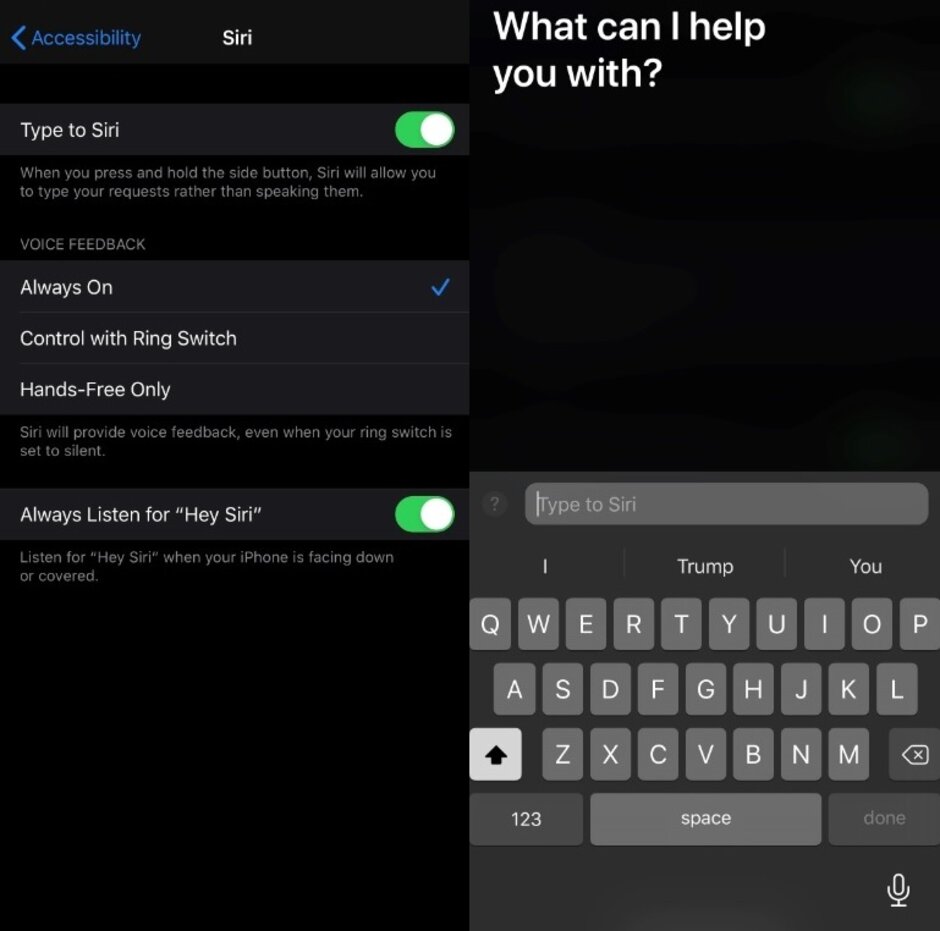 您可以为Siri输入问题和任务，而不必说出来-这是您向Siri输入问题和请求的方法，而不必大声说出来