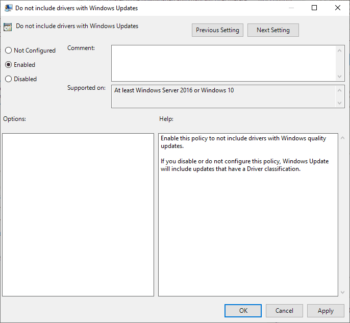 Windows Update不包含驱动程序