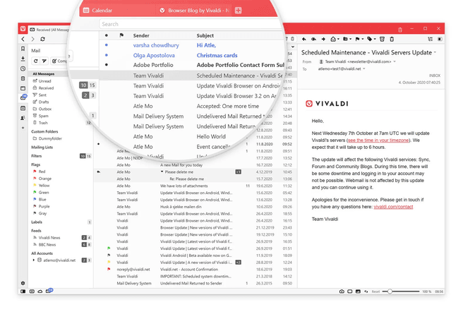 Vivaldi浏览器推出邮件客户端、RSS和日历功能