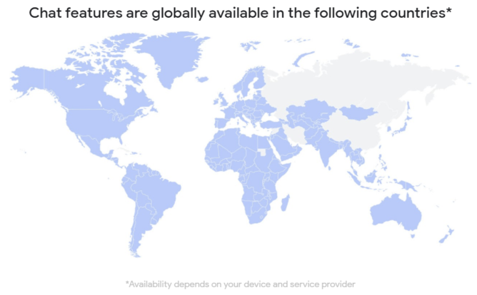 谷歌RCS增强短信已在全球普及：不含中国