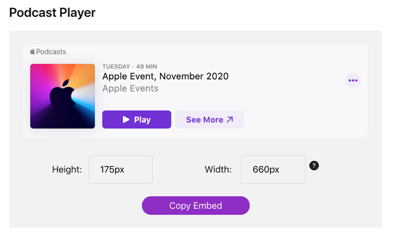 苹果发布工具，支持创作者将播客嵌入网页