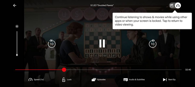 移动设备上的Netflix仅音频模式