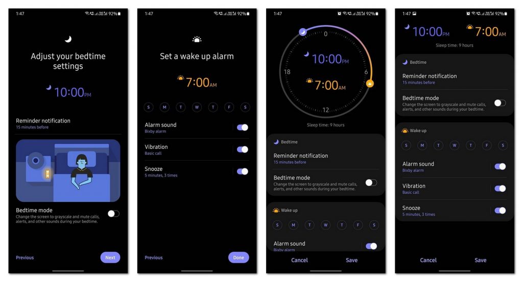 三星“时钟”应用最新引入就寝模式