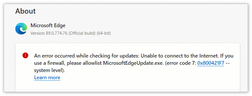 Edge浏览器更新服务出现短暂中断