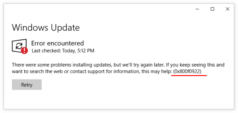 微软KB5003173更新安装出现0x800f0922报错？这是解决办法