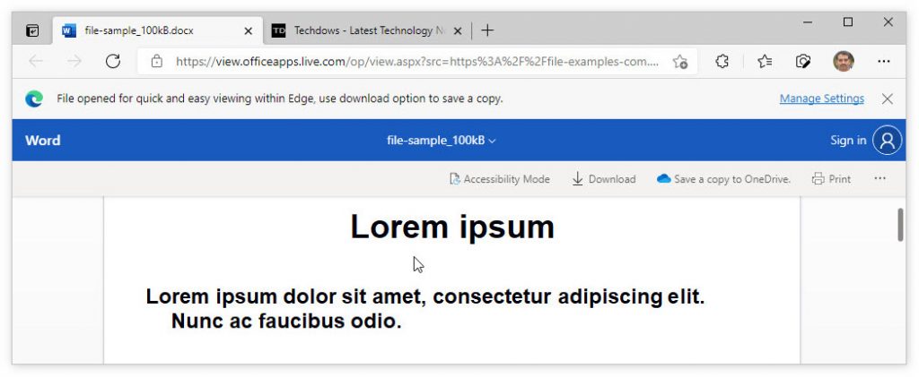 Edge浏览器将推出内置Office文档查看器
