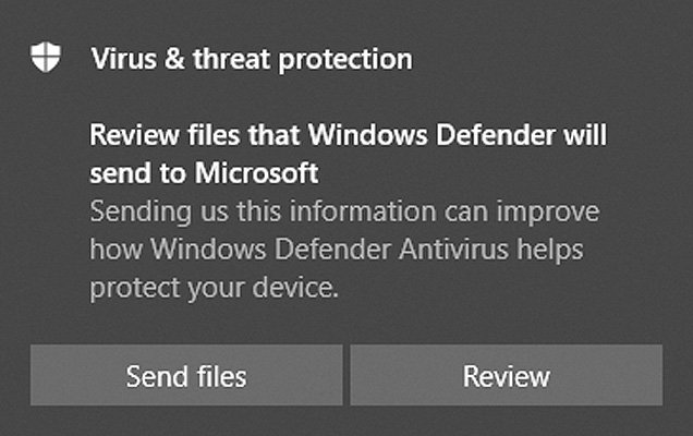Microsoft Defender自动样本提交提示 