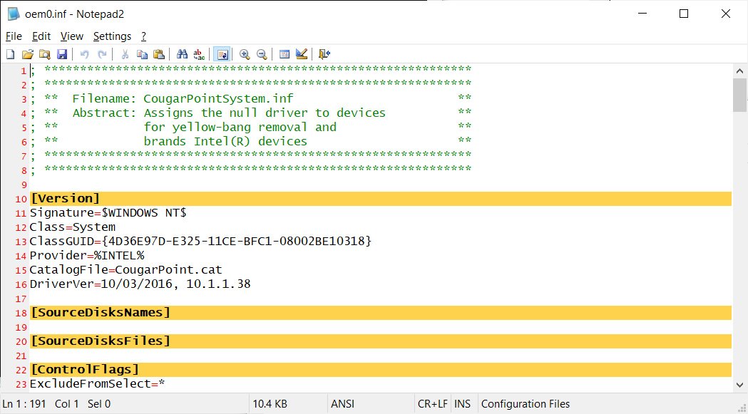 驱动程序的inf文件