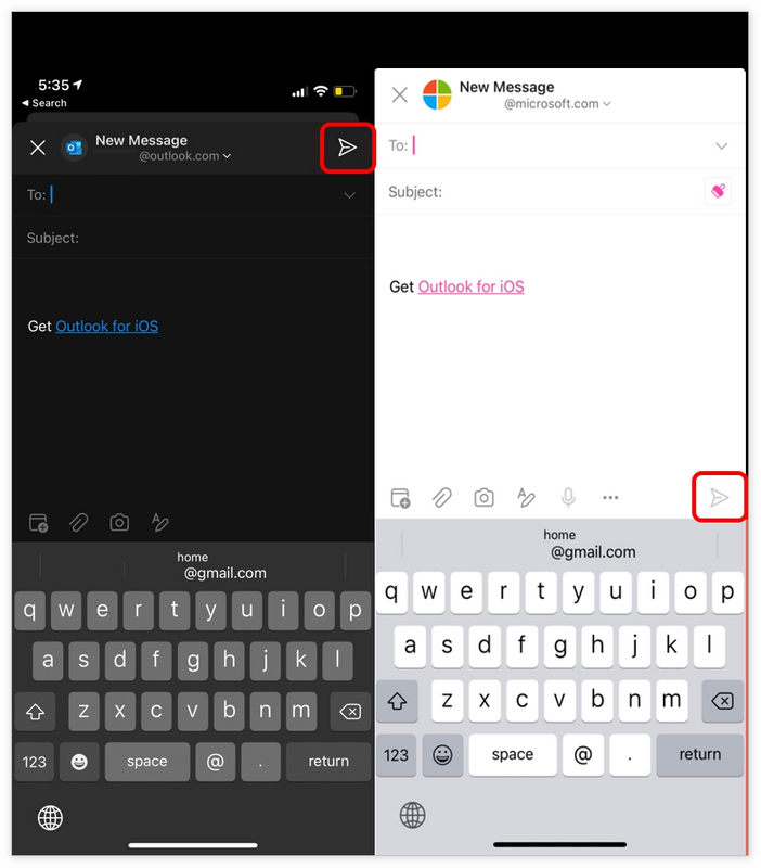 iOS版Outlook邮件发送按钮要“搬家” 了