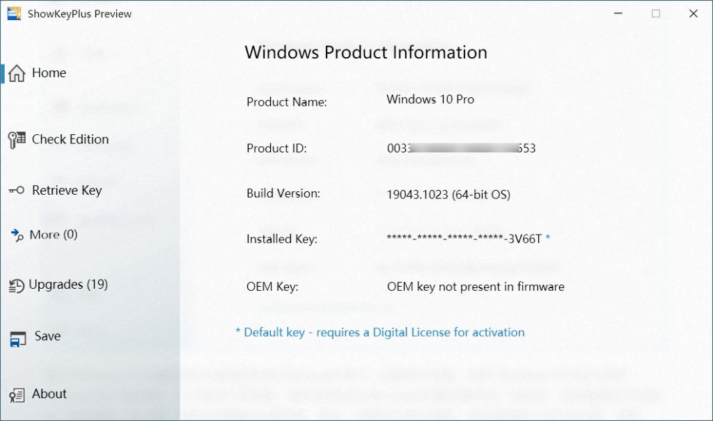 ShowKeyPlus：查询当前设备上的Windows产品密钥