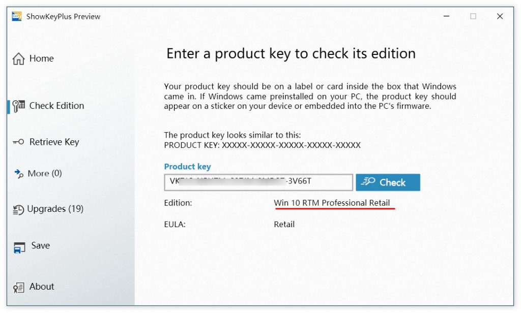 ShowKeyPlus：查询当前设备上的Windows产品密钥