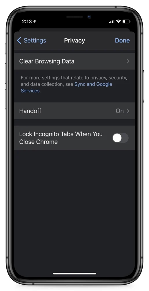 iOS 版 Chrome实验性新功能：访问无痕模式标签页需解锁