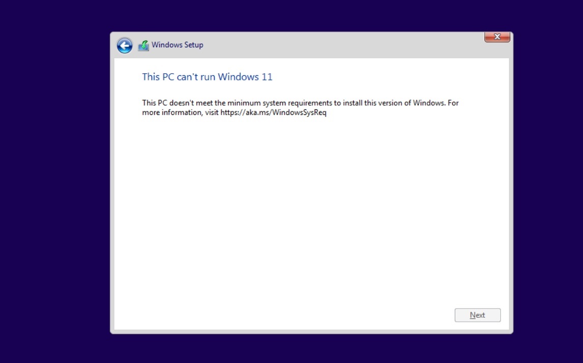 无法运行 Windows 11 错误