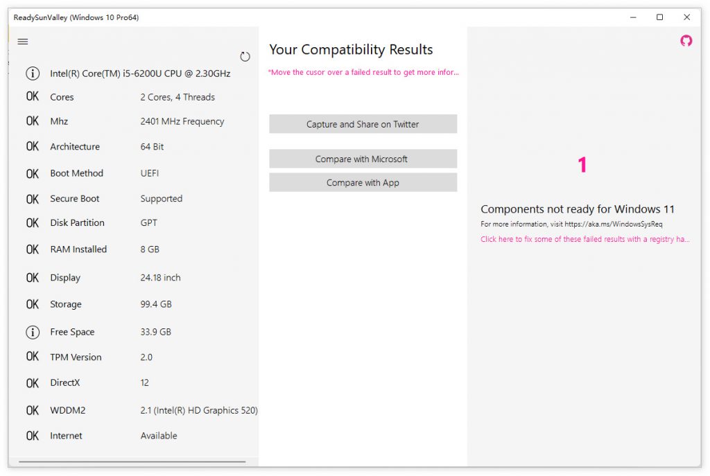 [下载]ReadySunValley：可绕过TPM/安全启动限制的Win11兼容检测工具