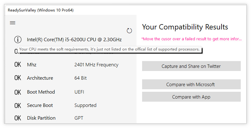 [下载]ReadySunValley：可绕过TPM/安全启动限制的Win11兼容检测工具