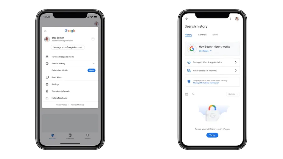 Google App新功能：删除最近15 分钟的网络和应用活动记录