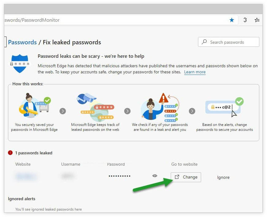 Edge 94密码功能增强：一键前往站点修改风险密码