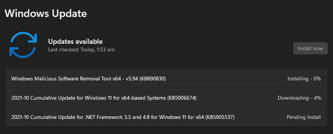 Windows 11正式版发布一周后迎来首个累积更新KB5006674