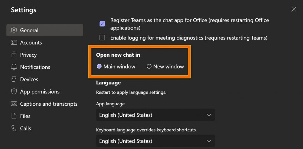 微软Teams新功能：在专用的窗口中打开聊天