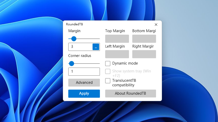 RoundedTB：设置Win11任务栏边距，开启任务栏圆角效果