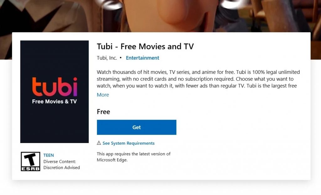 影视流媒体应用Tubi上架微软商店