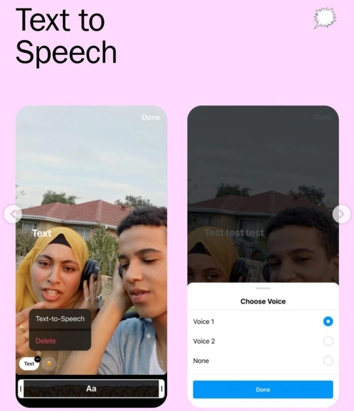 Instagram Reels 新增文字转语音和音效功能