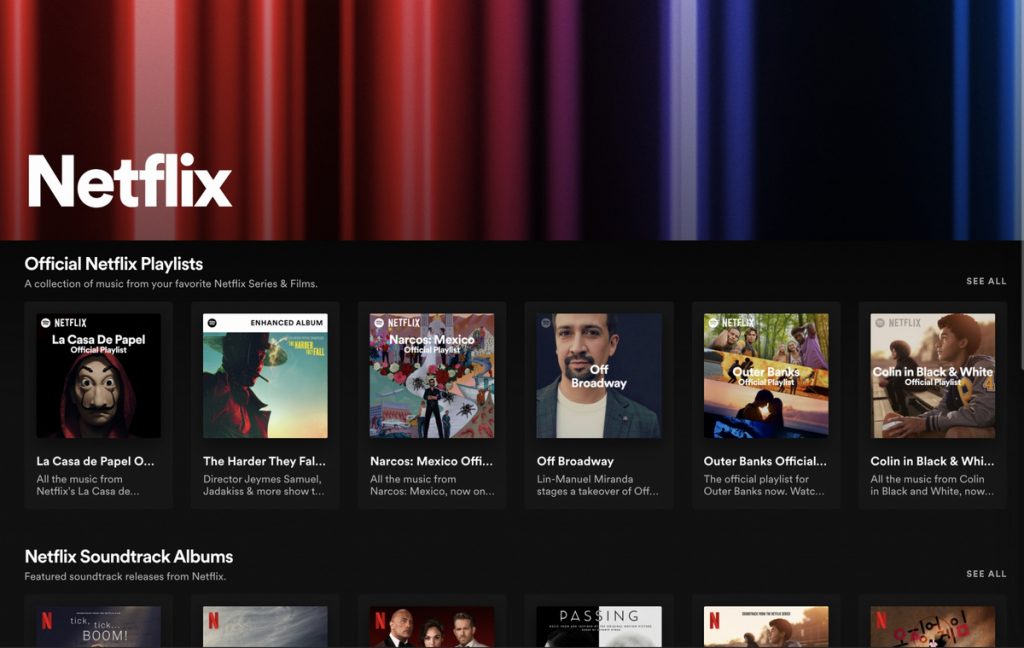 Spotify上线Netflix专区：收听Netflix官方影视配乐