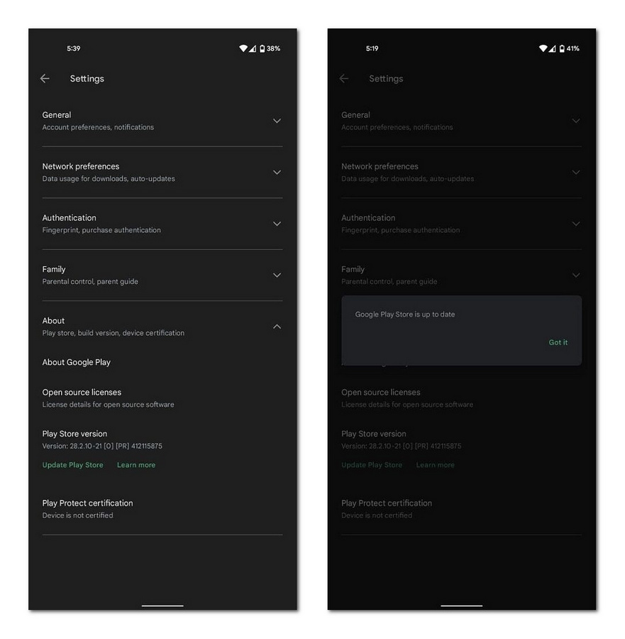 Play商店客户端更新更简单：新增手动更新按钮