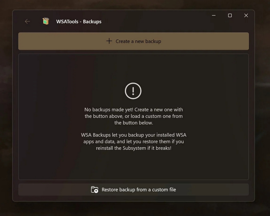 Win11安卓APK侧载工具WSATools将可备份应用及数据