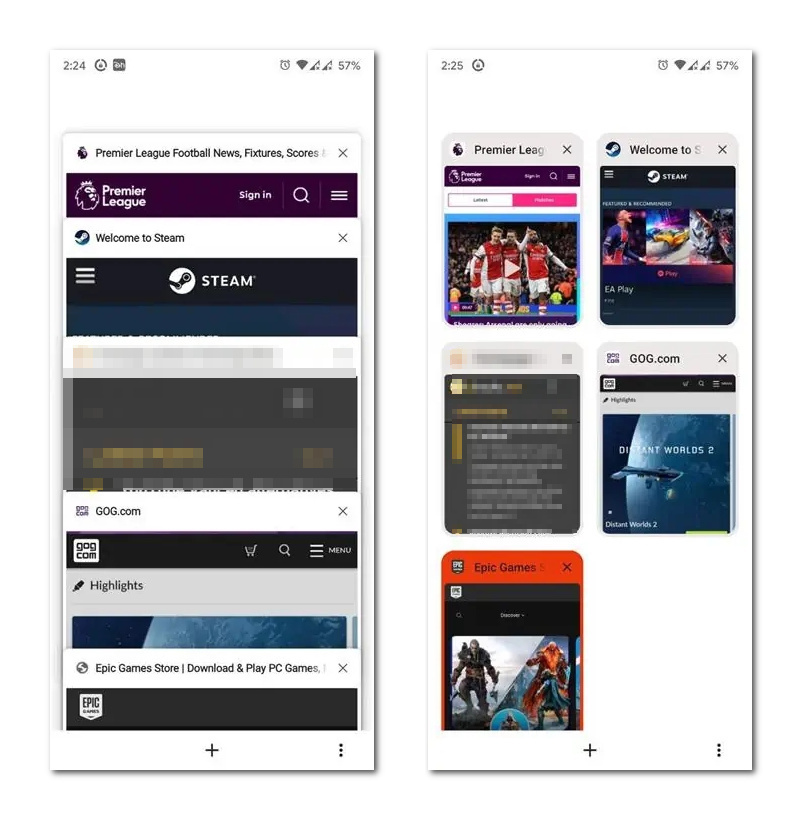 Brave浏览器安卓版移除标签页堆栈视图，仅剩网格视图可用
