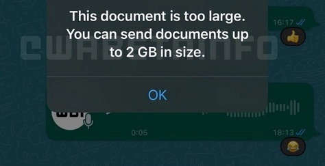 WhatsApp或允许分享最大2GB文件：正在阿根廷测试