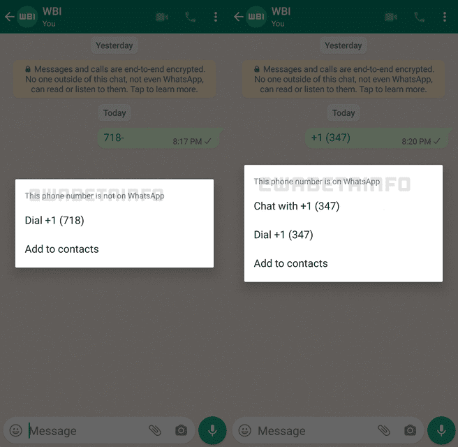 WhatsApp新功能：支持未保存手机号码时直接与对方聊天