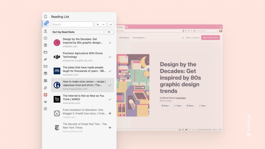 Vivaldi浏览器新增「阅读列表」功能：稍后阅读工具，可跨设备同步
